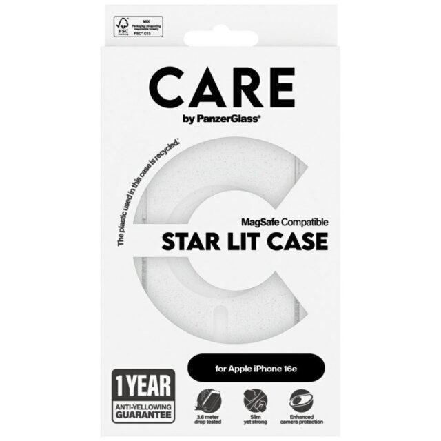 Case CARE by PanzerGlass Flagship Urban Combat StarLight White MagSafe for iPhone 16e transparent - imagine 3