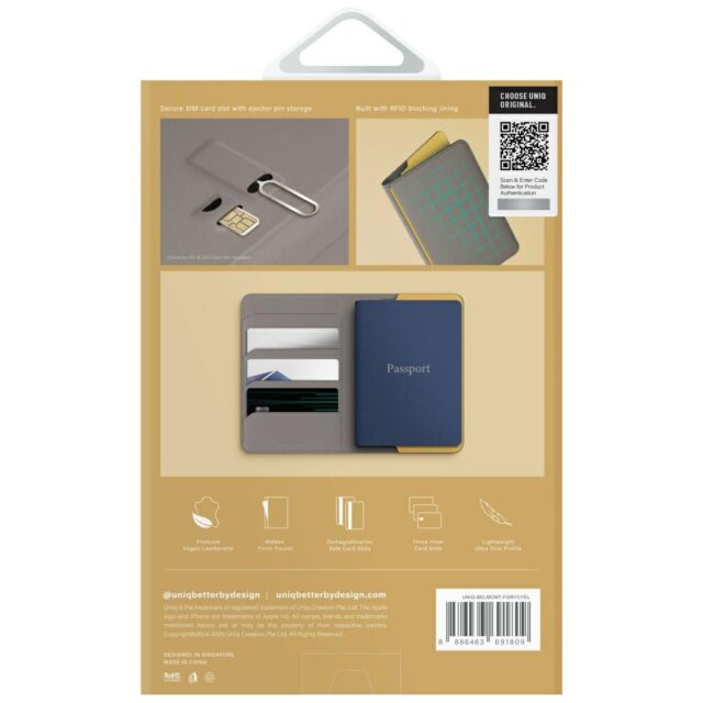 Passport Case UNIQ Belmont RFID gray yellow - imagine 7
