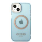 Guess GUHMP13MHTCMB iPhone 13 / 14 / 15 6.1" blue hard case Gold Outline Translucent MagSaf - imagine 3