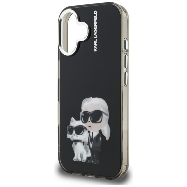 Case Karl Lagerfeld IML Aquarelle Karl   & Choupette & Logo for iPhone 16 black - imagine 6