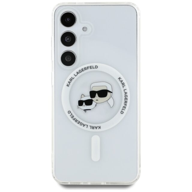 Case Karl Lagerfeld Button Karl & Choupette Heads Printed Logo MagSafe for Samsung Galaxy S25+ - imagine 3