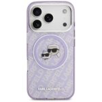 Karl Lagerfeld IML Glitter Karl & Choupette Heads Logo MagSafe Case for iPhone 17 Pro Max Purple - imagine 3