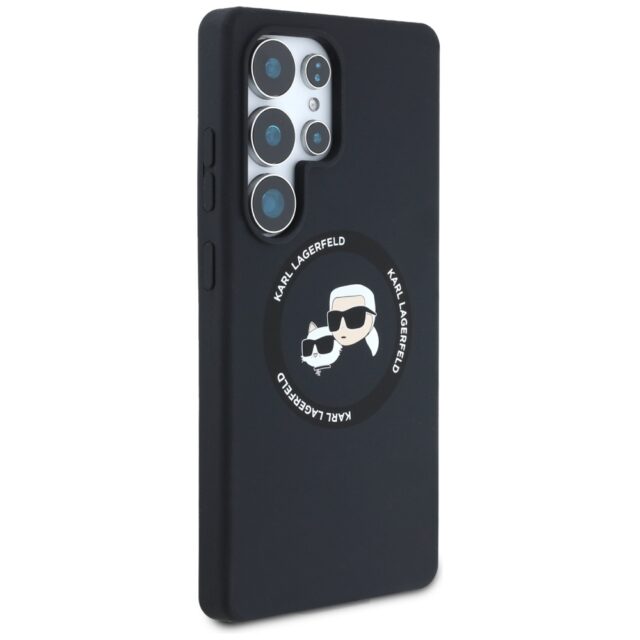 Case Karl Lagerfeld Silicone Double Heads And Circle MagSafe Samsung Galaxy S25 Ultra black - imagine 4