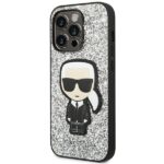 Karl Lagerfeld KLHCP14LGFKPG iPhone 14 Pro 6,1" hardcase silver Glitter Flakes Ikonik - imagine 2
