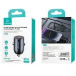USAMS Car Charger 1xUSB+1xUSB-C C38 30WPD Fast Charge with Built-in Ring Steel/Tarnish CC206CC - imagine 10