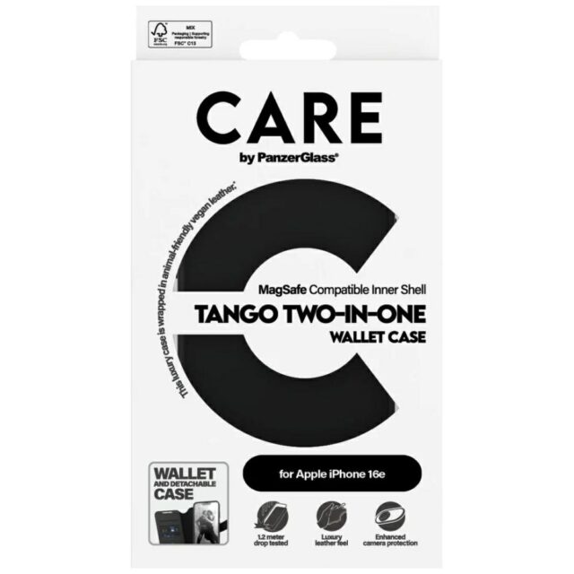 Case CARE by PanzerGlass Feature Tango 2-in-1 Wallet for iPhone 16e black - imagine 4
