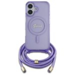 Guess GUHMP16SHCTSGNSU iPhone 16 6.1" purple hardcase Crossbody Cord Script MagSafe - imagine 2