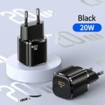 USAMS Wall Charger 1xUSB-C T36 mini 20W + USB-C to Lightning cable black PD3.0 Fast Charging XFKXLO - imagine 2
