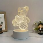 3D Heart Bear Night Light Extralink Home, Optical Illusion for Bedroom USB - imagine 3