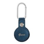 Guess GUATPSASRSB AirTag case blue Saffiano Vintage Script