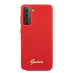Guess GUHCS21MLSLMGRE S21+ G996 red hardcase Silicone Script Metal Logo - imagine 3