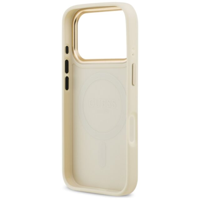 Case Guess Grained Strass Logo MagSafe for iPhone 17 Pro beige - imagine 7