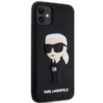 Karl Lagerfeld KLHCN613DRKINK iPhone 11/ Xr 6.1" black hardcase Rubber Ikonik 3D - imagine 4