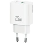 Wall charger USAMS CC315 T65 25W   1xUSB-C 1xUSB-A Fast Charging white