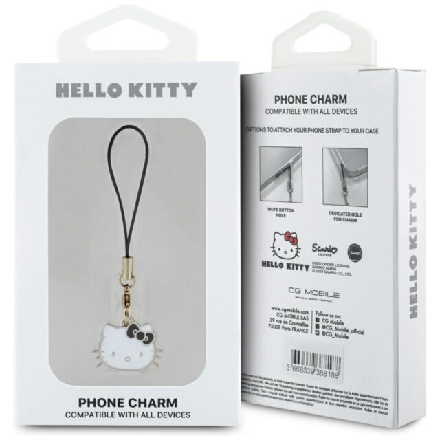 Hello Kitty HKCPMKHK Phone  Strap black Charm Kitty Head - imagine 3