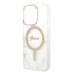 Guess Set GUBPP14LHMEACSH Case+Charger iPhone 14 Pro 6,1"white hard case Marble MagSafe - imagine 6