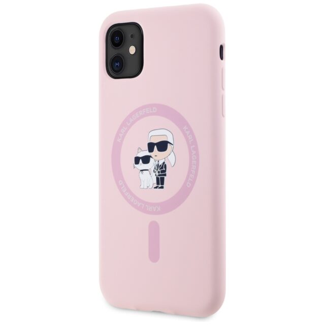 Case Karl Lagerfeld Silicone Karl&Choupette MagSafe for iPhone 11 pink - imagine 2