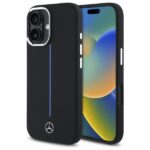 Mercedes MEHMP16S23SUMBK iPhone 16 6.1" black hardcase Silicone Blue Stripe MagSafe