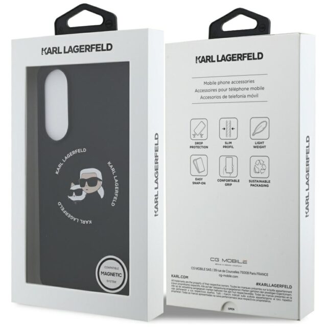 Case Karl Lagerfeld Silicone Double Heads And Circle MagSafe for Samsung Galaxy S25 Edge black - imagine 8