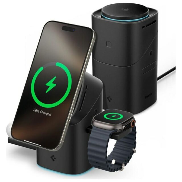 Ładowarka indukcyjna Spigen Essential     EF223MS 3w1 Qi2 obrotowa MagSafe czarny - imagine 2