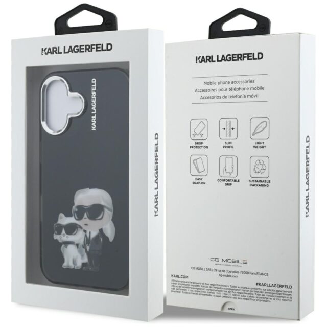 Case Karl Lagerfeld IML Aquarelle Karl   & Choupette & Logo for iPhone 16 black - imagine 8