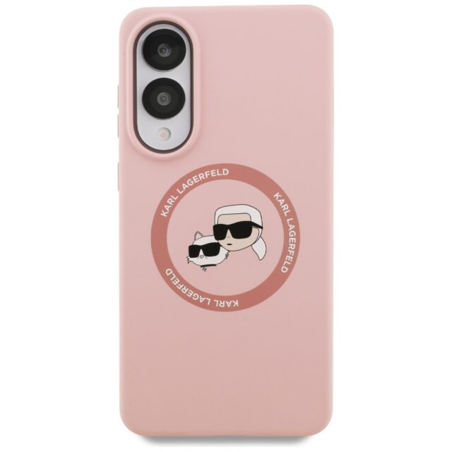 Case Karl Lagerfeld Silicone Double Heads And Circle MagSafe for Samsung Galaxy S25 Edge pink - imagine 3