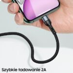 USAMS Braided Cable U55 2A Lightning 1pc for set U55 green 1m SJ448USBSG02 (US-SJ448) - imagine 2