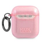 Karl Lagerfeld KLA2UKHGP AirPods cover pink Glitter Karl`s Head - imagine 2