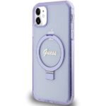 Guess GUHMN61HRSGSU iPhone 11 / Xr 6.1" purple hardcase Ring Stand Script Glitter MagSafe - imagine 2