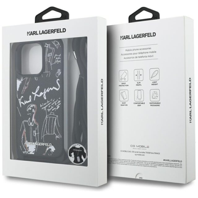 Case Karl Lagerfeld Crossbody Grained    Pattern & Logo for iPhone 16 Pro Max black - imagine 7