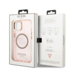 Guess GUHMP13MHTCMP iPhone 13 / 14 / 15 6.1" pink hard case Gold Outline Translucent MagSafe - imagine 8