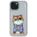 Nimmy case iPhone 15 6.1" gray Glasses Cool Cat