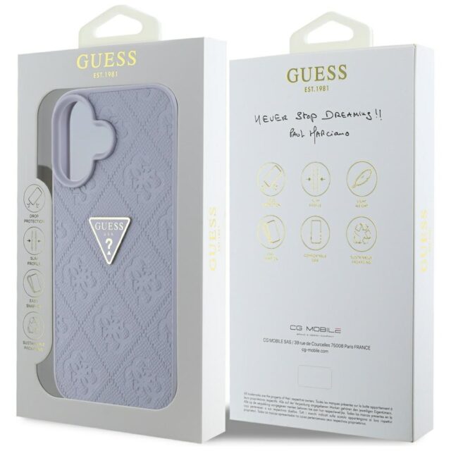 Case Guess Hot Stamp 4G Pattern Triangle Metal Logo for iPhone 16 purple - imagine 8