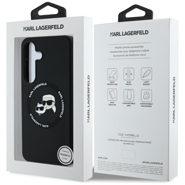 Case Karl Lagerfeld Silicone Double Heads And Circle MagSafe Samsung Galaxy S25 black - imagine 8