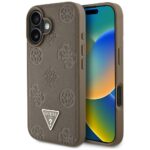 Case Guess Grained Hot Stamp Peony Triangle Logo MagSafe for iPhone 16 brown