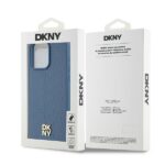DKNY DKHMP15XPSHRPSB iPhone 15 Pro Max 6.7 inch blue hardcase Leather Monogram Pattern Metal Logo Ma - imagine 8
