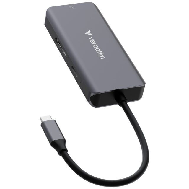 Adapter Hub Verbatim USB-C/HDMI/3xUSB-A 3.2/RJ45 aluminum 32157 - imagine 2