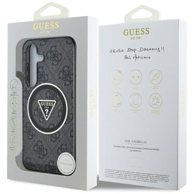 Case Guess 4G Glitter Triangle Buttons MagSafe for Samsung Galaxy S25 Plus black - imagine 8