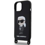Karl Lagerfeld KLHCP15SSCBSKNK iPhone 15/ 14 / 13 6.1" hardcase black Crossbody Silicone Ikon - imagine 5