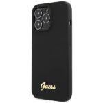 Guess GUHCP13XLSLMGBK iPhone 13 Pro Max 6.7" black hardc ase Silicone Script Gold Logo - imagine 2