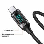 USAMS braided cable U78 USB-C to USB-C LED 3m 100W Fast Charging black SJ559USB01 (US-SJ559) - imagine 2