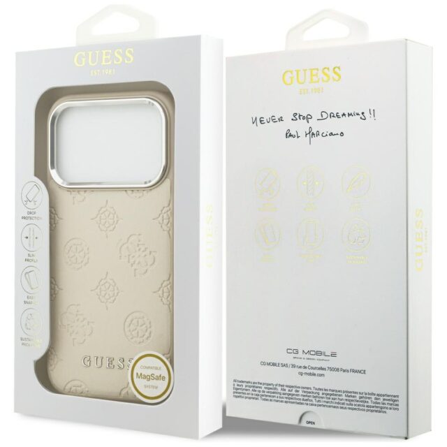 Guess Peony Hot Stamp Script MagSafe Case for iPhone 17 Pro Beige - imagine 8