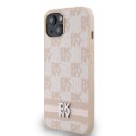 DKNY DKHCP14SPCPTSSP iPhone 14 / 15 / 13 6.1 inch pink hardcase Leather Checkered Mono Pattern & Pri - imagine 2