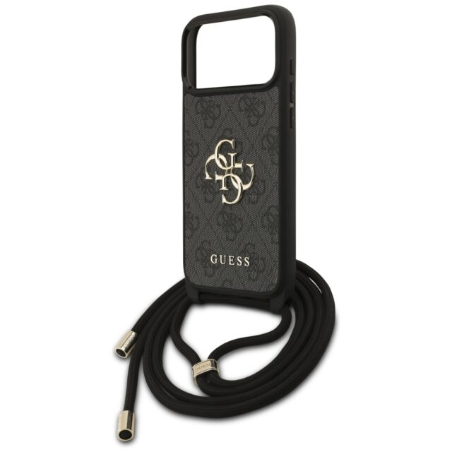 Case Guess 4G Big Logo Cord Stap         Crossbody for iPhone 17 Pro Max black - imagine 5