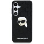 Case Karl Lagerfeld Leather Monogram Pin Logo Karl Head Samsung Galaxy S25 black - imagine 3