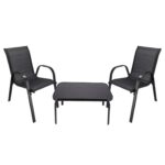 Classic Black Forest Garden Furniture Set, Textilene Two Chairs + Black Table - imagine 3