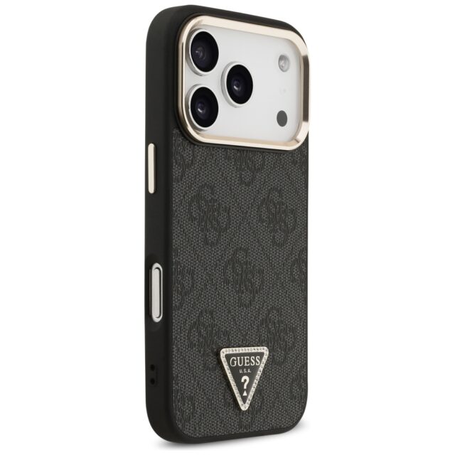 Case Guess 4G Triangle Logo MagSafe for iPhone 17 Pro black gold - imagine 4
