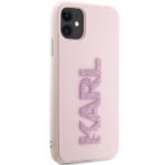 Karl Lagerfeld KLHCN613DMBKCP iPhone 11/ Xr 6.1" pink hardcase 3D Rubber Glitter Logo - imagine 4