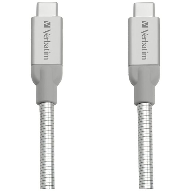 Verbatim Steel Cable USB-C/USB-C 3A 30cm silver 48867 - imagine 2