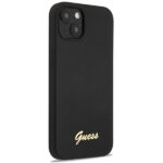 Guess GUHCP13MLSLMGBK iPhone 13 / 14 / 15 6.1" black hardcase Silicone Script Gold Logo - imagine 3